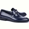 Discount Corrente C0433-6415 Lux Calfskin Buckle Loafers Navy