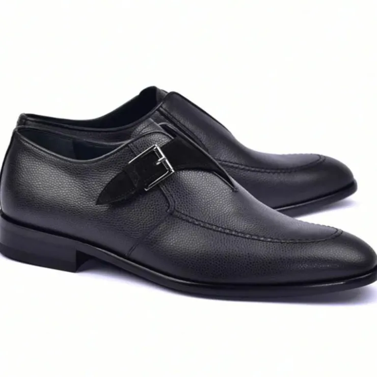 Clearance Corrente C05-6471 Monkstrap Shoes Black