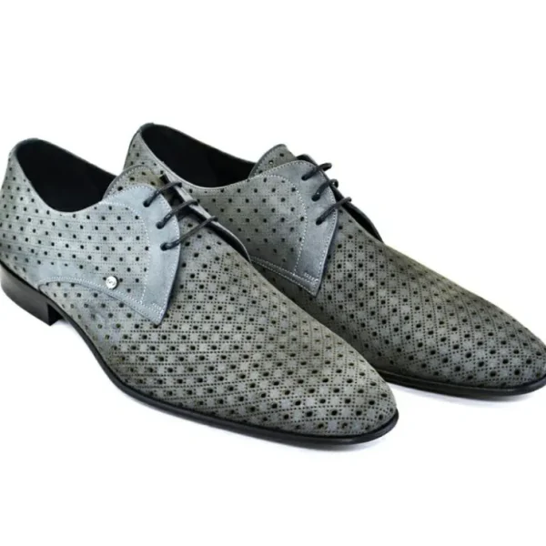 corrente_c_nubak_perforat_0.webp Sale Corrente C149-2414 Nubak Perforated Lace Up Shoes Grey