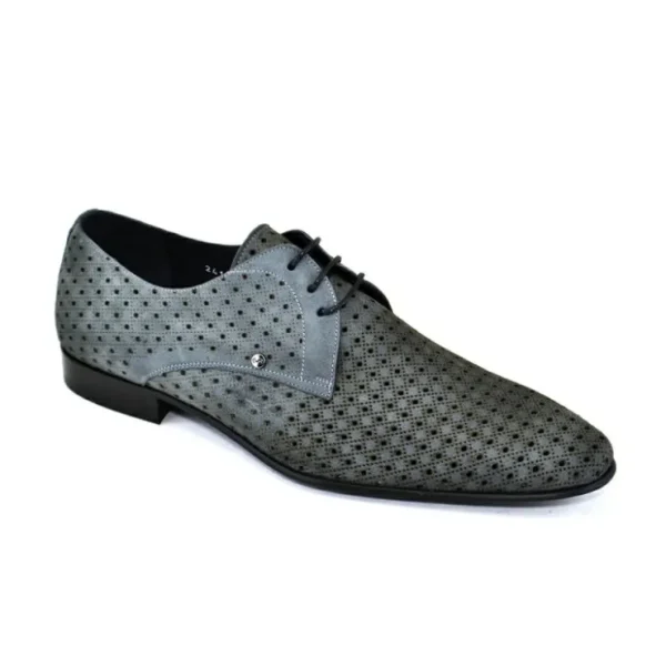 corrente_c_nubak_perforat_1.webp Sale Corrente C149-2414 Nubak Perforated Lace Up Shoes Grey
