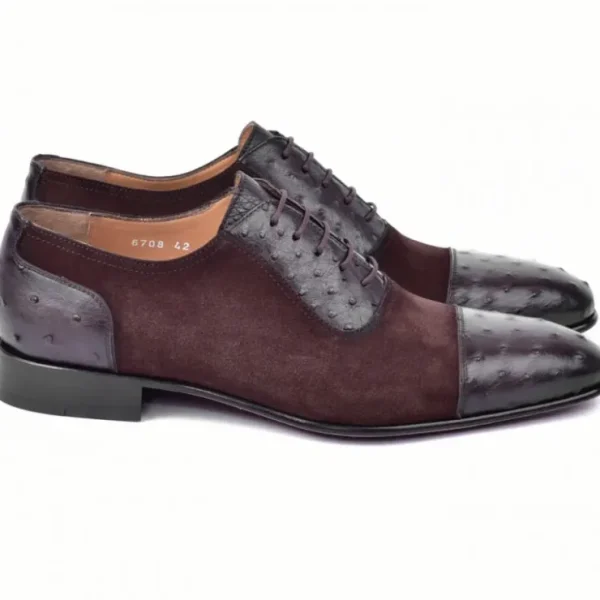 Best Sale Corrente C00014-6708 Ostrich & Suede Cap Toe Brown