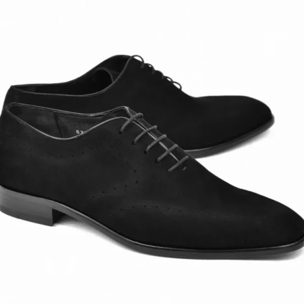 Sale Corrente C0014022-6292 Suede Plain Toe Lace Up Black