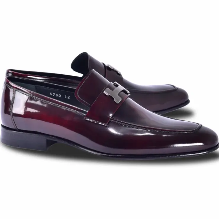 Cheap Corrente C02000-5760-H Buckle Loafer Shoes Burgundy