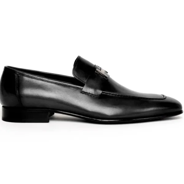 Fashion Corrente C021-5760-H Buckle Loafer Shoes Black