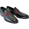 New Corrente C127-3711HS Patent Leather Penny Loafers Black/Red