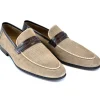 Store Corrente C131-3417HS Perforated Suede Loafers Taupe