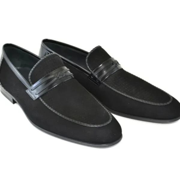 Store Corrente C130-3417HS Perforated Suede Loafers Black