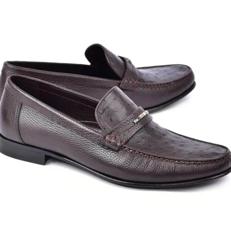 Outlet Corrente C0014054-3898OST Genuine Ostrich Bit Loafer Dark Brown DarkBrown