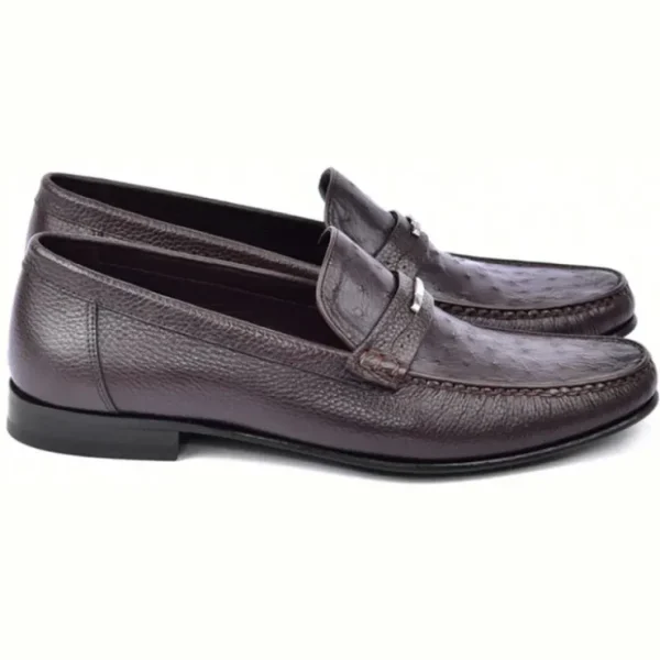 corrente_cost_genuine_ost_1.webp Outlet Corrente C0014054-3898OST Genuine Ostrich Bit Loafer Dark Brown DarkBrown