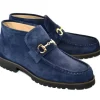 Shop Corrente C032-5786S Suede Bit Buckle Ankle Boots Navy