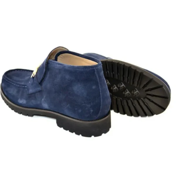 corrente_cs_suede_bit_buc_2.webp Shop Corrente C032-5786S Suede Bit Buckle Ankle Boots Navy