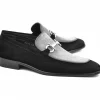 Sale Corrente C11105-6376S Two Tone Suede Bit Loafers Black / Grey