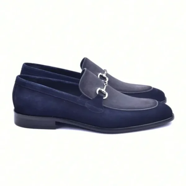 Fashion Corrente C11107-6376S Two Tone Suede Bit Loafers Navy