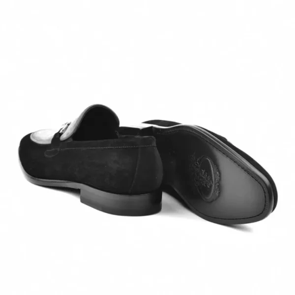 corrente_cs_two_tone_sued_2-4.webp Sale Corrente C11105-6376S Two Tone Suede Bit Loafers Black / Grey