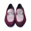 Hot Corrente C11108-6376S Two Tone Suede Bit Loafer Burgundy