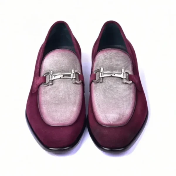 Hot Corrente C11108-6376S Two Tone Suede Bit Loafer Burgundy