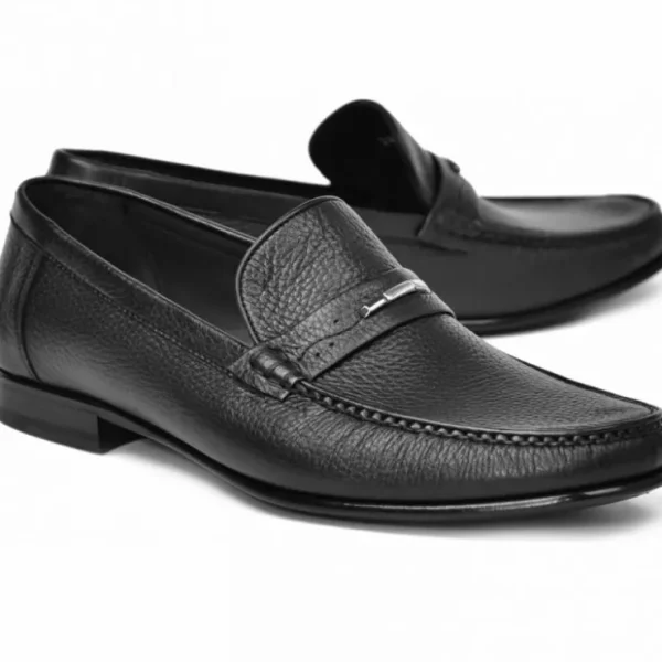 Clearance Corrente Hand Sewn Deerskin Loafers Black