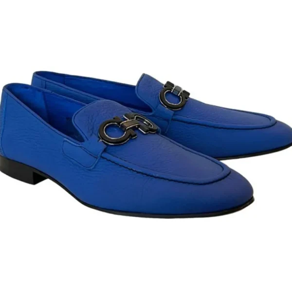 Cheap Corrente P00065-6472 Bit Buckle Loafers Blue