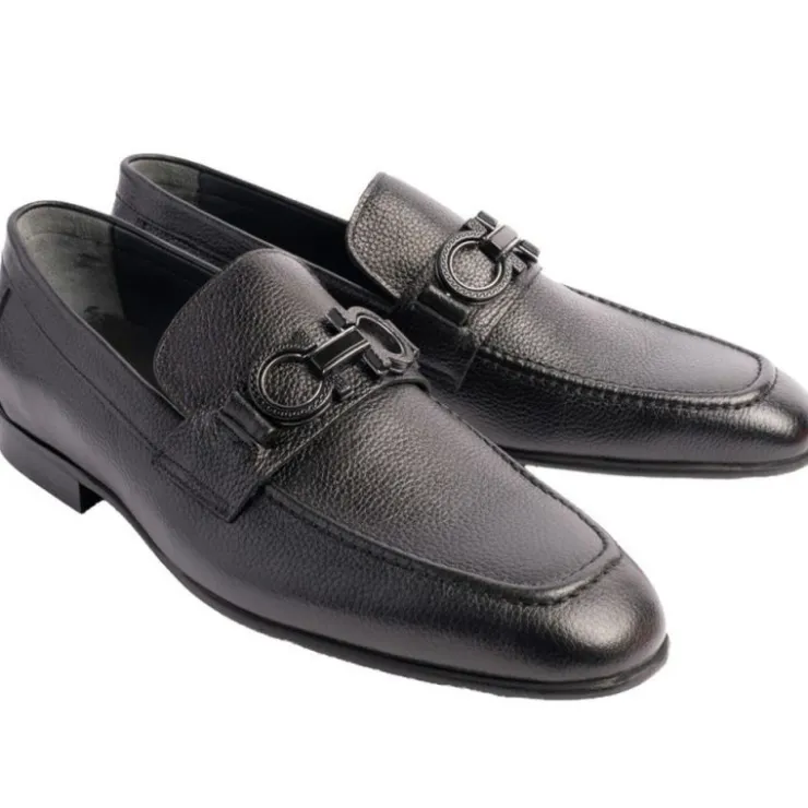 New Corrente P00071 Chello Buckle Loafers Black