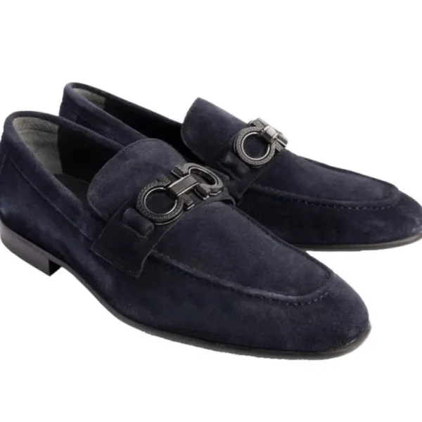 corrente_p_chello_suede_b_0.webp Outlet Corrente P00073 Chello Suede Buckle Loafers Navy