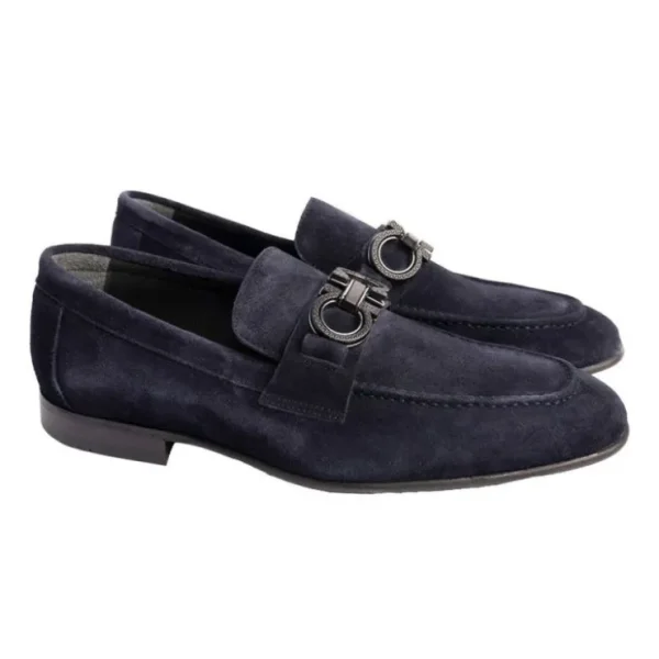 corrente_p_chello_suede_b_1.webp Outlet Corrente P00073 Chello Suede Buckle Loafers Navy