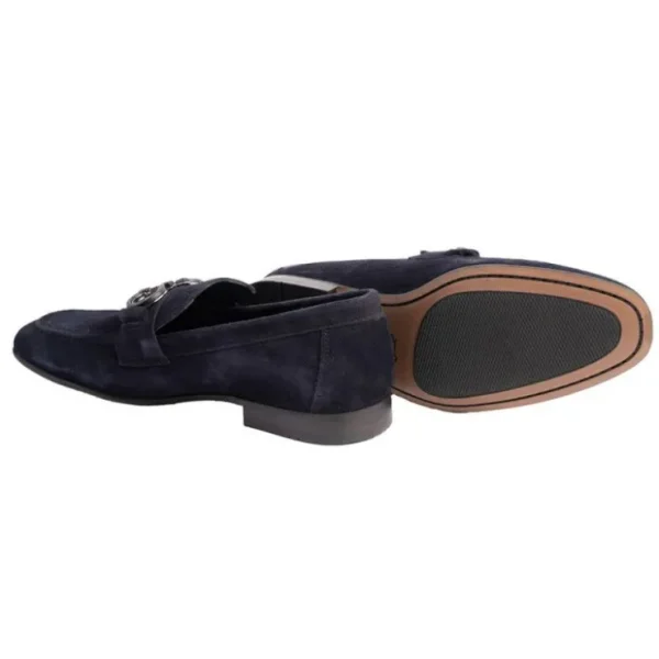 corrente_p_chello_suede_b_2.webp Outlet Corrente P00073 Chello Suede Buckle Loafers Navy