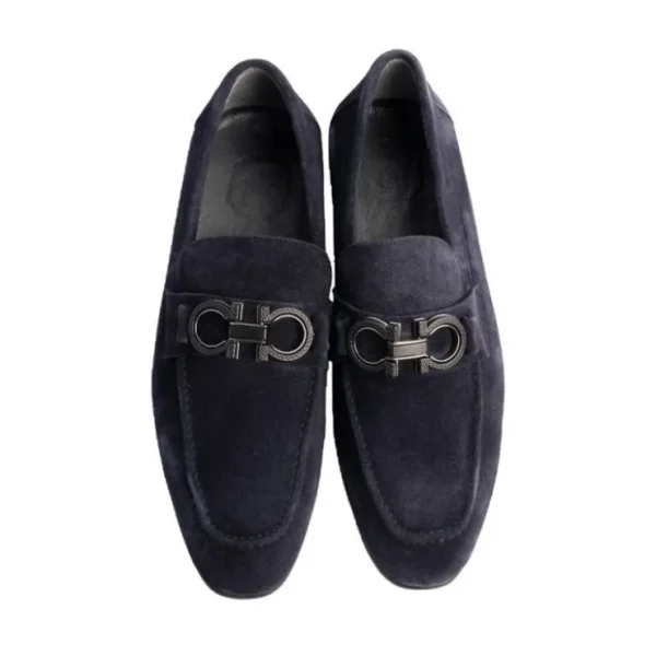 corrente_p_chello_suede_b_3.webp Outlet Corrente P00073 Chello Suede Buckle Loafers Navy