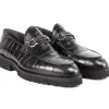 Clearance Corrente P00045 Michel Crocodile Print Bit Loafer Black