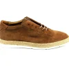 Shop Corrente P01063 Monaco Croc Print Nubuck Sneakers Tan