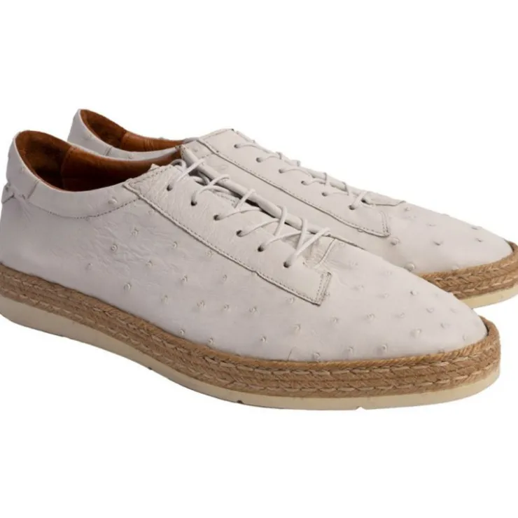 Fashion Corrente P000113 Monaco Genuine Ostrich Sneakers White