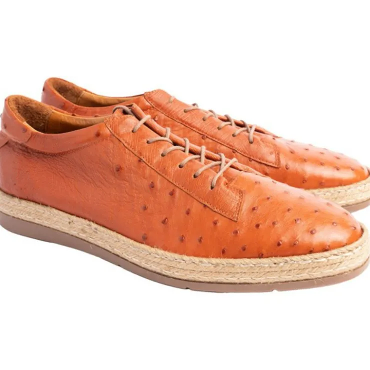 Best Corrente P000112 Monaco Genuine Ostrich Sneakers Tan