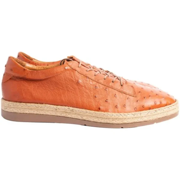 Best Corrente P000112 Monaco Genuine Ostrich Sneakers Tan