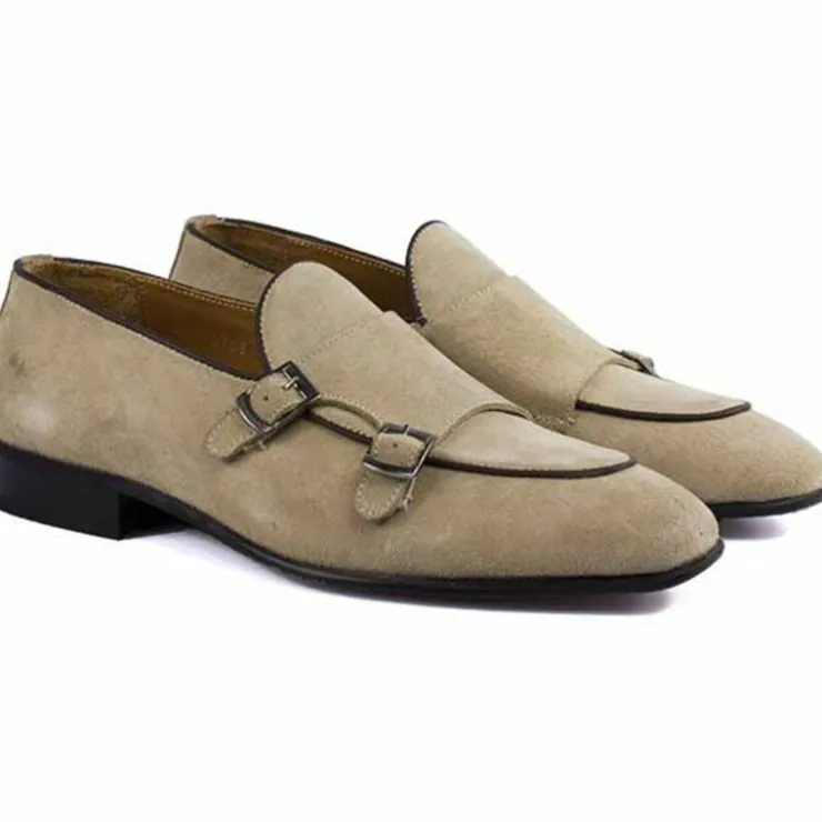 Cheap Corrente P000598 Tomaso Suede Double Buckle Loafer Taupe