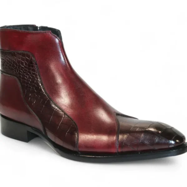 Cheap Duca by Matiste Aprilia Genuine Leather/ Embossed Croco Boots Burgundy / Antique Red