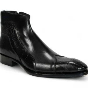 Sale Duca by Matiste Aprilia Genuine Leather/ Embossed Croco Boots Black