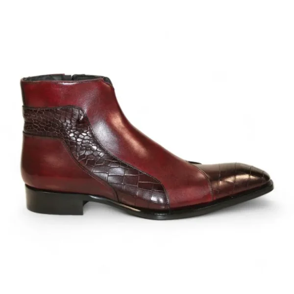 Cheap Duca by Matiste Aprilia Genuine Leather/ Embossed Croco Boots Burgundy / Antique Red