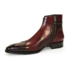 Cheap Duca by Matiste Aprilia Genuine Leather/ Embossed Croco Boots Burgundy / Antique Red