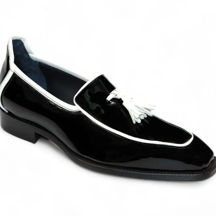 Discount Duca by Matiste Fano Patent Leather Loafers Black/ White Black/White