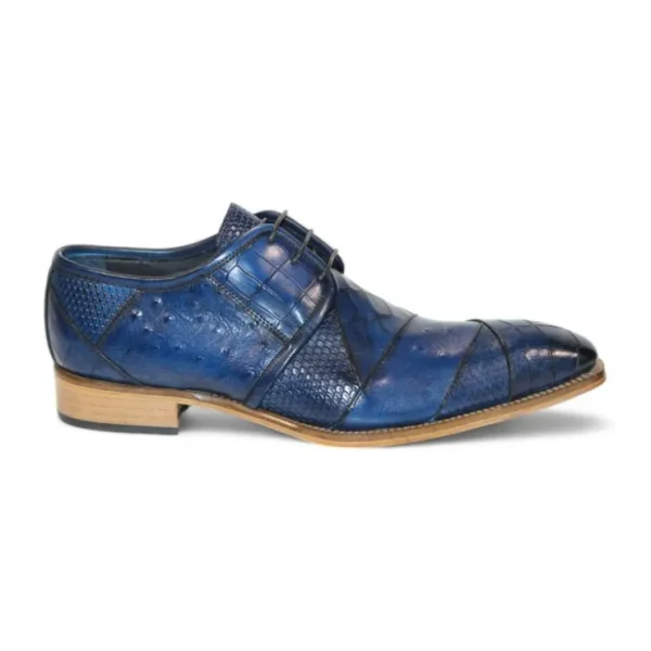 Best Sale Duca by Matiste Imperio Embossed Croco/Ostrich/Lizard Print Shoes Ocean Blue