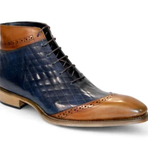 Cheap Duca by Matiste Lauro Leather/Embossed Quilt Leather Shoes Cognac/Navy