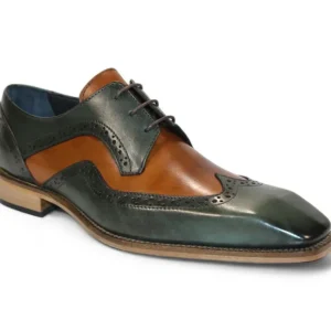 Fashion Duca by Matiste Saranno Genuine Leather Shoes Green/Cognac