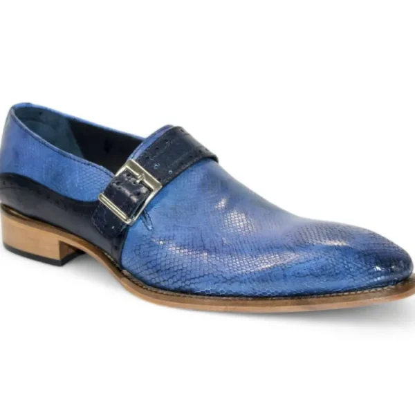 Discount Duca by Matiste Sezze Embossed Snake Leather Shoes Powder Blue/Navy