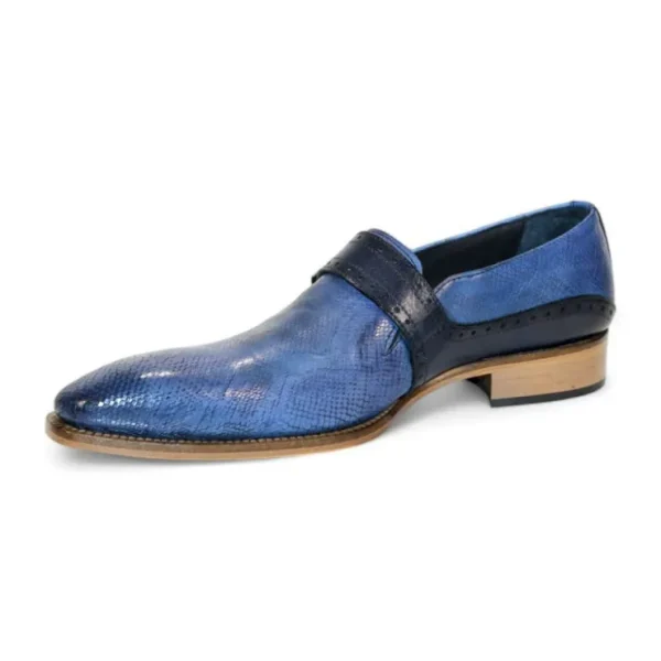 Discount Duca by Matiste Sezze Embossed Snake Leather Shoes Powder Blue/Navy