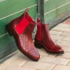 Cheap Emanuele Sempre Chelsea Boot Classic Alligator Shoes Red