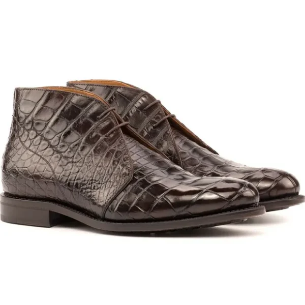 Online Emanuele Sempre Chukka Alligator Boots Dark Brown DarkBrown