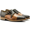 Flash Sale Emanuele Sempre Double Monk Python Shoes Cognac/Dark Brown Cognac/DarkBrown