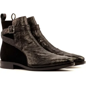 Fashion Emanuele Sempre Jodhpur Ostrich Boots Black