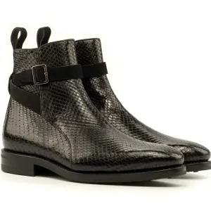 Sale Emanuele Sempre Jodphur Python Boots Black