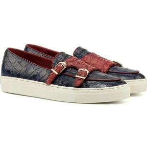 Fashion Emanuele Sempre Monk Alligator Sneakers Red/Navy