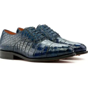 Discount Emanuele Sempre Oxford Alligator Shoes Navy